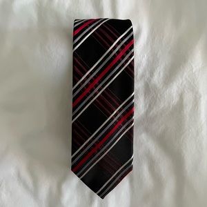 All Silk Modern Striped Red and Black Tie by Alfani